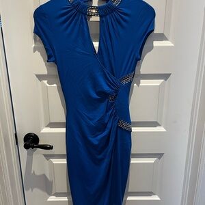 Cache Royal Blue Midi Dress with Embellished Details